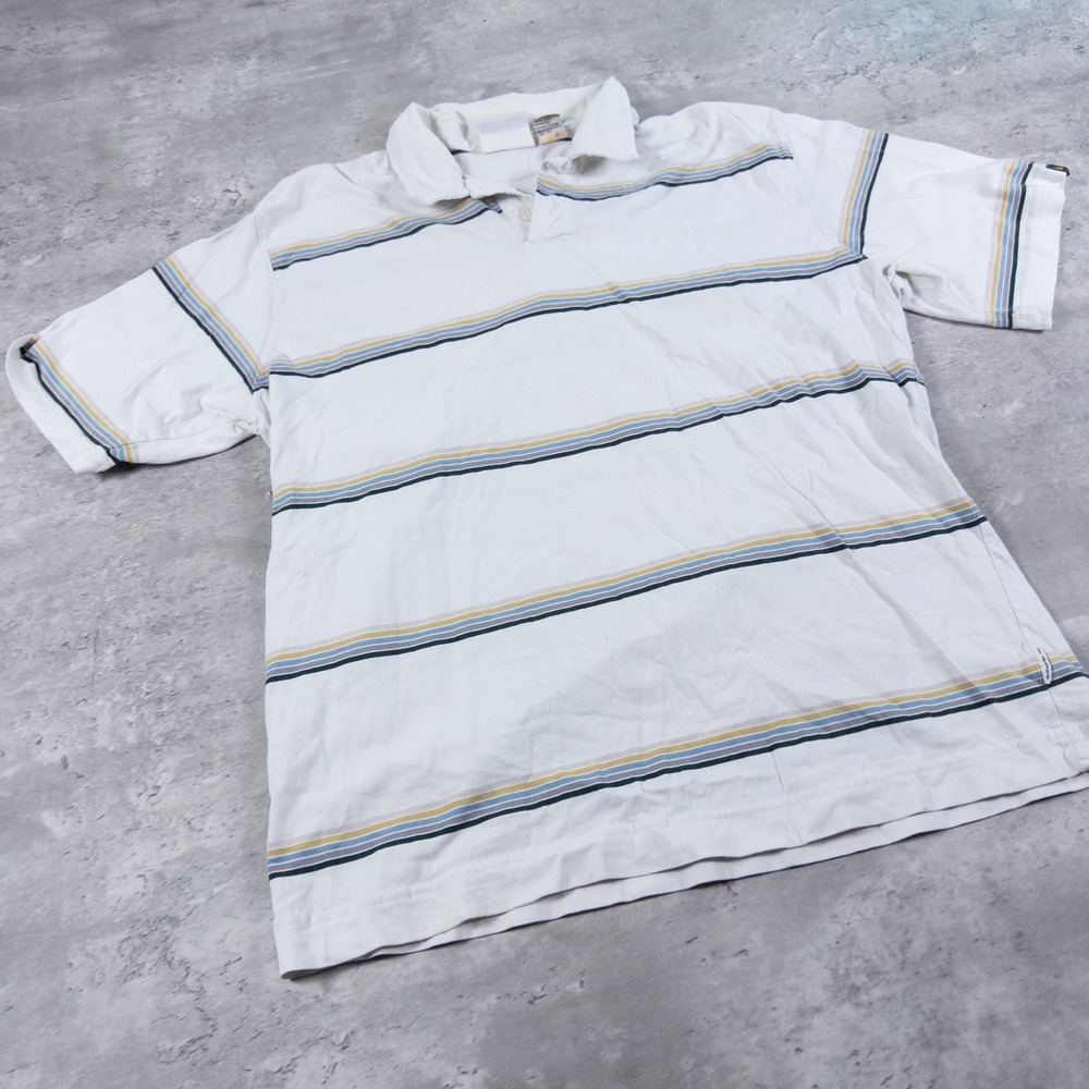 vintage quiksilver polo shirt boxy striped mens xl